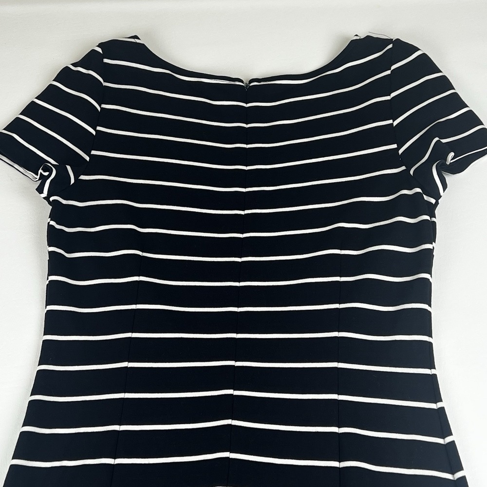 Ann Taylor Loft Women's A-Line Dress Size 8 Striped Black White With Zipper - Picture 4 of 7